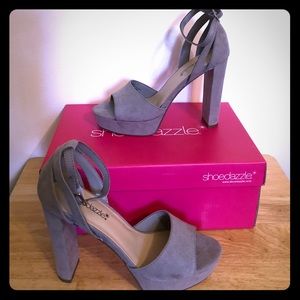 Grey Platform with Block Heel